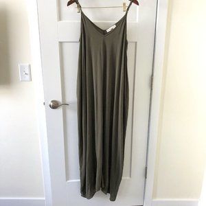 Lovestitch Military Green Lagenlook Pocketed Maxi-Dress (Size M/L)(Pre-Owned)